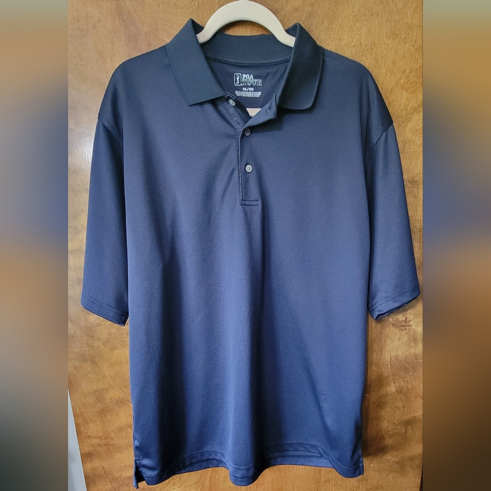 PGA Tour Blue Performance Polo Shirt Athletic Fit